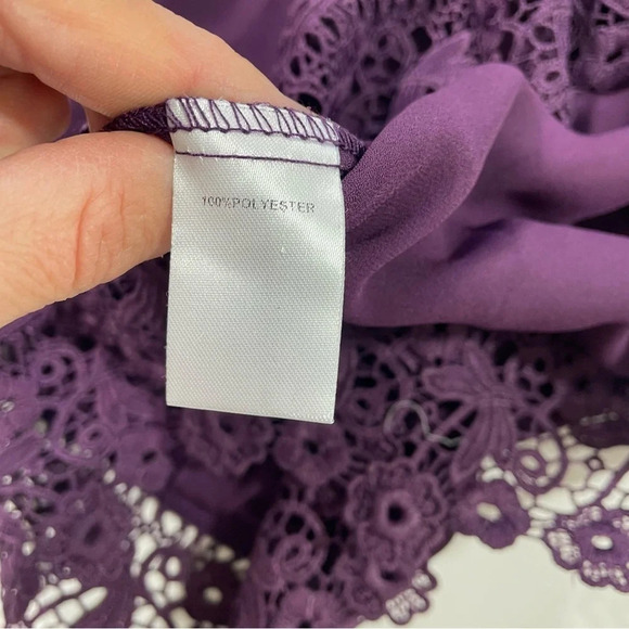 New Papermoon Stitch Fix Crochet Trim Top Purple - Picture 3 of 7